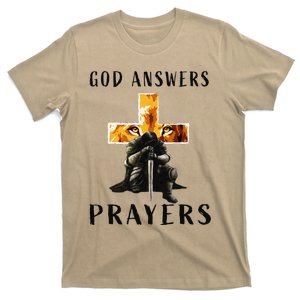 God Jesus Answers Prayers Warrior Christian Lion Graphic T-Shirt