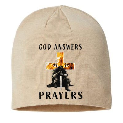 God Jesus Answers Prayers Warrior Christian Lion Graphic Sustainable Beanie