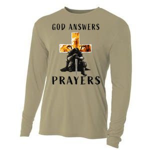 God Jesus Answers Prayers Warrior Christian Lion Graphic Cooling Performance Long Sleeve Crew