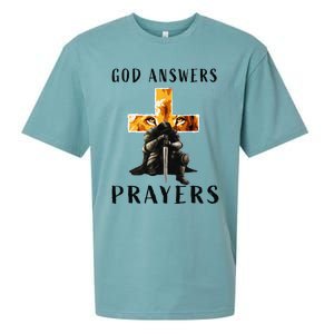 God Jesus Answers Prayers Warrior Christian Lion Graphic Sueded Cloud Jersey T-Shirt