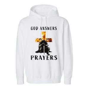 God Jesus Answers Prayers Warrior Christian Lion Graphic Garment-Dyed Fleece Hoodie