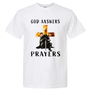 God Jesus Answers Prayers Warrior Christian Lion Graphic Garment-Dyed Heavyweight T-Shirt