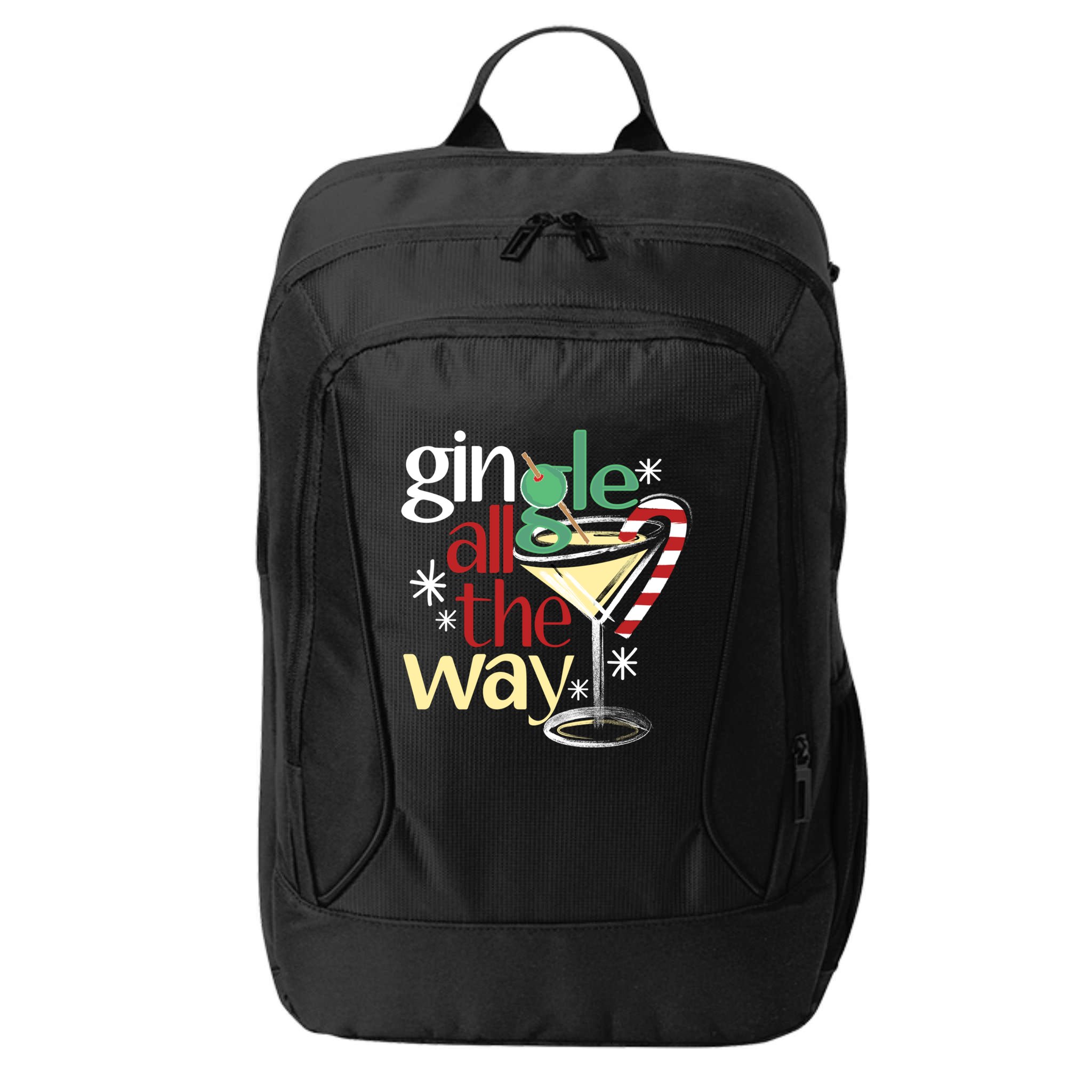 Gingle Jingle All The Way Gin Christmas Martini Funny Gift City Backpack