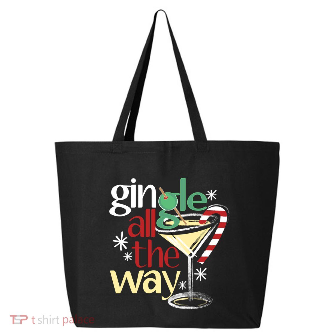 Gingle Jingle All The Way Gin Christmas Martini Funny Gift 25L Jumbo Tote
