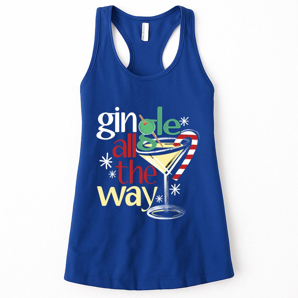Gingle Jingle All The Way Gin Christmas Martini Funny Gift Womens Tank Top