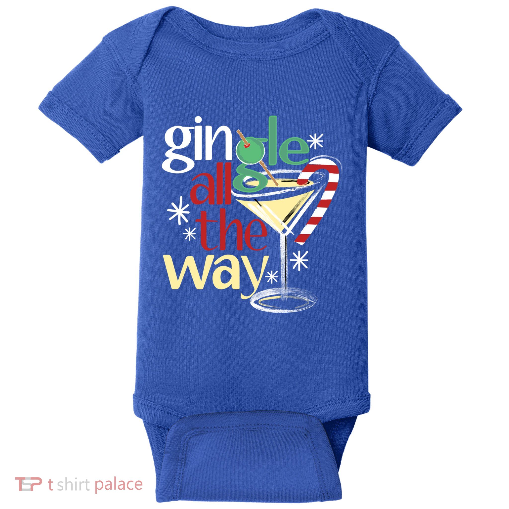 Gingle Jingle All The Way Gin Christmas Martini Funny Gift Baby Bodysuit