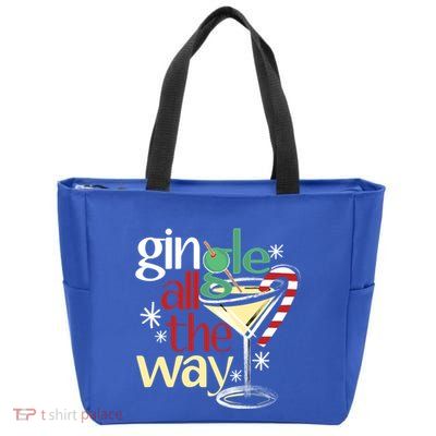 Gingle Jingle All The Way Gin Christmas Martini Funny Gift Zip Tote Bag