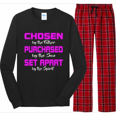 God Jesus And Holy Spirit Chosen Purchased And Set Apart Long Sleeve Pajama Set