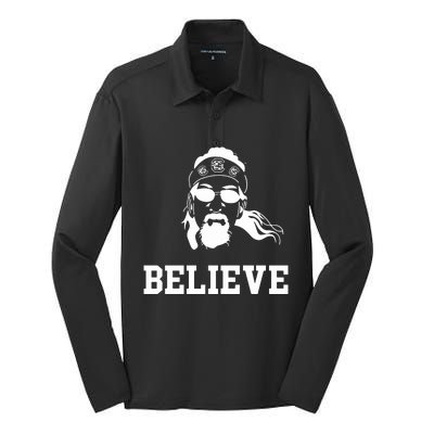 Gamecock Jesus Believe Silk Touch Performance Long Sleeve Polo