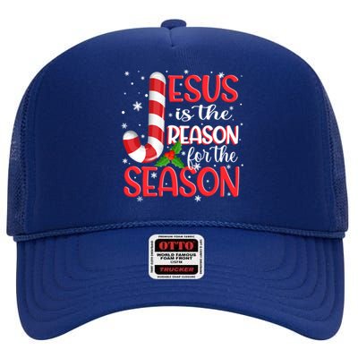 God Jesus Christ Is Reason For The Christmas Season Gift High Crown Mesh Back Trucker Hat