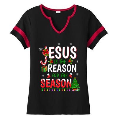 God Jesus Christ Is Reason For The Christmas Season Gift Ladies Halftime Notch Neck Tee