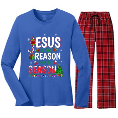 God Jesus Christ Is Reason For The Christmas Season Gift Women's Long Sleeve Flannel Pajama Set 