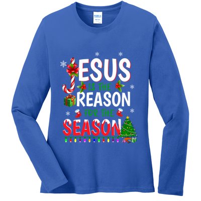 God Jesus Christ Is Reason For The Christmas Season Gift Ladies Long Sleeve Shirt