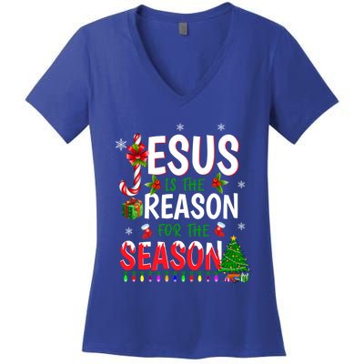 God Jesus Christ Is Reason For The Christmas Season Gift Women's V-Neck T-Shirt