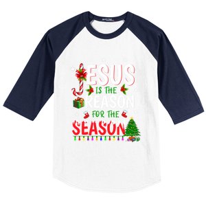 God Jesus Christ Is Reason For The Christmas Season Gift Baseball Sleeve Shirt