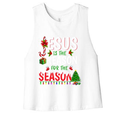 God Jesus Christ Is Reason For The Christmas Season Gift Women's Racerback Cropped Tank