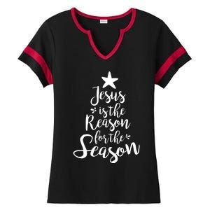 God Jesus Christ Is Reason For The Christmas Season Gift Ladies Halftime Notch Neck Tee