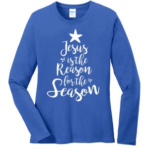 God Jesus Christ Is Reason For The Christmas Season Gift Ladies Long Sleeve Shirt