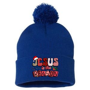 God Jesus Christ Is Reason For The Christmas Season Funny Gift Funny Gift Pom Pom 12in Knit Beanie