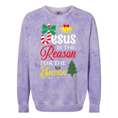 God Jesus Christ Is Reason For The Christmas Season Funny Gift Colorblast Crewneck Sweatshirt