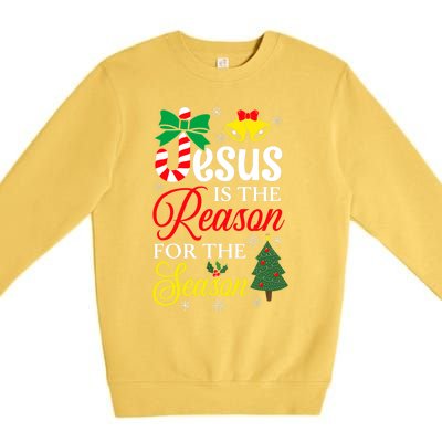 God Jesus Christ Is Reason For The Christmas Season Funny Gift Premium Crewneck Sweatshirt