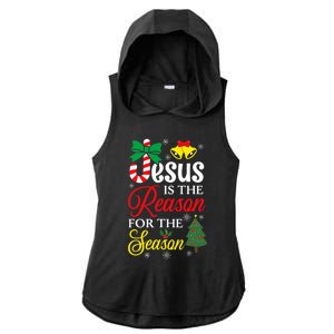 God Jesus Christ Is Reason For The Christmas Season Funny Gift Ladies PosiCharge Tri-Blend Wicking Draft Hoodie Tank