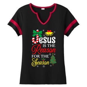 God Jesus Christ Is Reason For The Christmas Season Funny Gift Ladies Halftime Notch Neck Tee