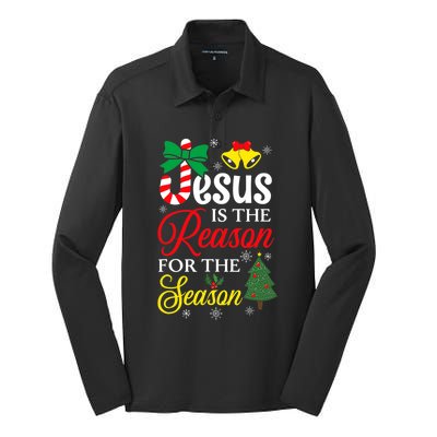 God Jesus Christ Is Reason For The Christmas Season Funny Gift Silk Touch Performance Long Sleeve Polo