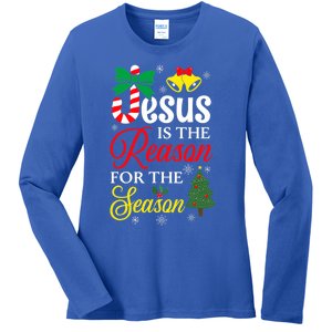 God Jesus Christ Is Reason For The Christmas Season Funny Gift Ladies Long Sleeve Shirt