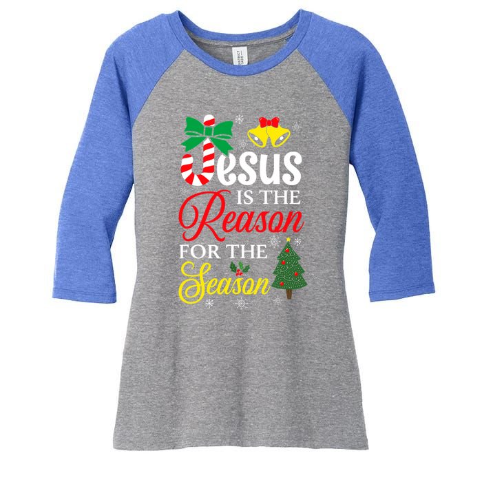 God Jesus Christ Is Reason For The Christmas Season Funny Gift Women's Tri-Blend 3/4-Sleeve Raglan Shirt