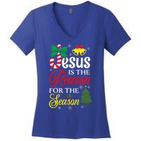 God Jesus Christ Is Reason For The Christmas Season Funny Gift Women's V-Neck T-Shirt