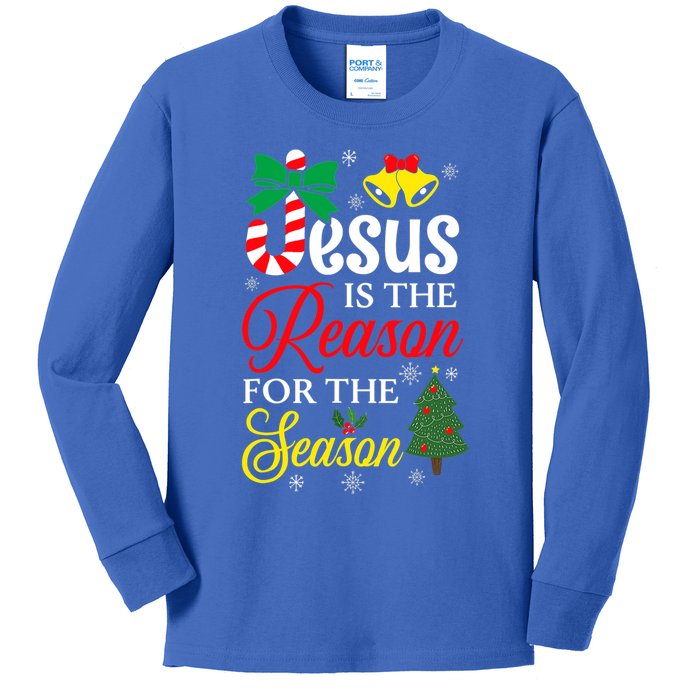 God Jesus Christ Is Reason For The Christmas Season Funny Gift Kids Long Sleeve Shirt