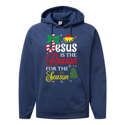 God Jesus Christ Is Reason For The Christmas Season Funny Gift Performance Fleece Hoodie