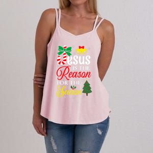 God Jesus Christ Is Reason For The Christmas Season Funny Gift Women's Strappy Tank