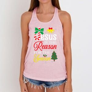 God Jesus Christ Is Reason For The Christmas Season Funny Gift Women's Knotted Racerback Tank