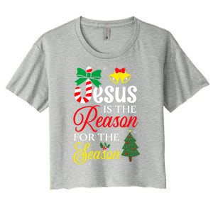 God Jesus Christ Is Reason For The Christmas Season Funny Gift Women's Crop Top Tee