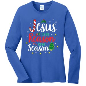 God Jesus Christ Is Reason For The Christmas Season Holiday Cute Gift Ladies Long Sleeve Shirt