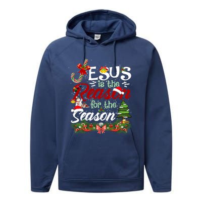 God Jesus Christ Is Reason For The Christmas Season Holiday Gift Performance Fleece Hoodie