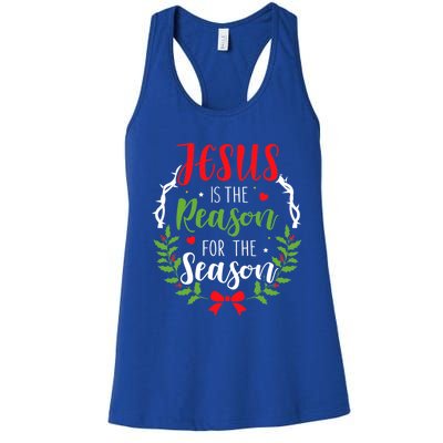 God Jesus Christ Is Reason For The Season Christmas Funny Gift Women's Racerback Tank