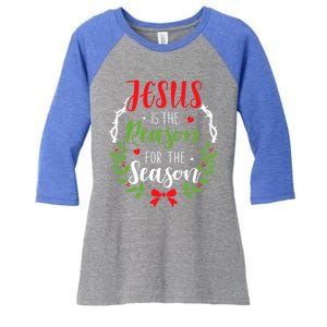 God Jesus Christ Is Reason For The Season Christmas Funny Gift Women's Tri-Blend 3/4-Sleeve Raglan Shirt