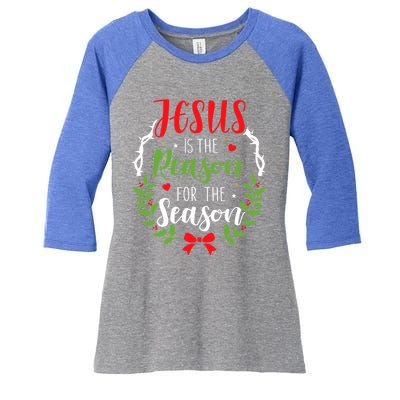 God Jesus Christ Is Reason For The Season Christmas Funny Gift Women's Tri-Blend 3/4-Sleeve Raglan Shirt