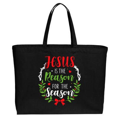 God Jesus Christ Is Reason For The Season Christmas Funny Gift Cotton Canvas Jumbo Tote