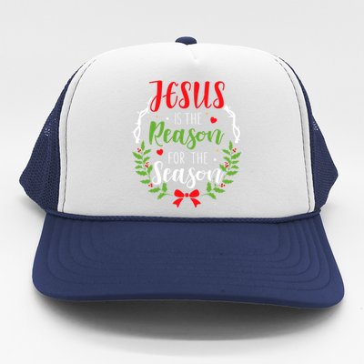 God Jesus Christ Is Reason For The Season Christmas Funny Gift Trucker Hat