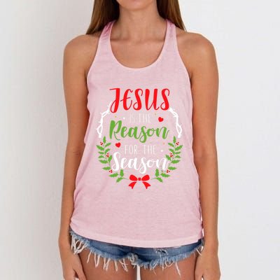 God Jesus Christ Is Reason For The Season Christmas Funny Gift Women's Knotted Racerback Tank