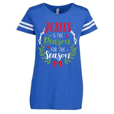 God Jesus Christ Is Reason For The Season Christmas Funny Gift Enza Ladies Jersey Football T-Shirt