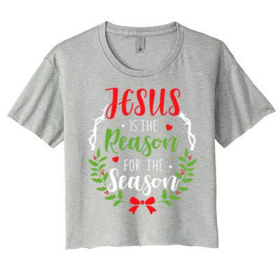 God Jesus Christ Is Reason For The Season Christmas Funny Gift Women's Crop Top Tee