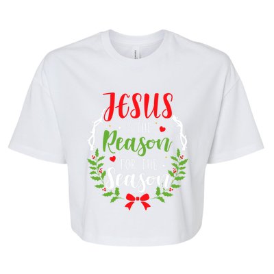 God Jesus Christ Is Reason For The Season Christmas Funny Gift Bella+Canvas Jersey Crop Tee