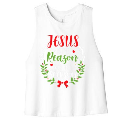 God Jesus Christ Is Reason For The Season Christmas Funny Gift Women's Racerback Cropped Tank