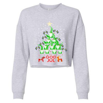 God Jul Christmas Tree Tomte Nisse Dala Horse Julbok Flags Gift Cropped Pullover Crew