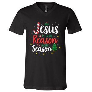 God Jesus Christ Is Reason For The Christmas Season Holiday V-Neck T-Shirt